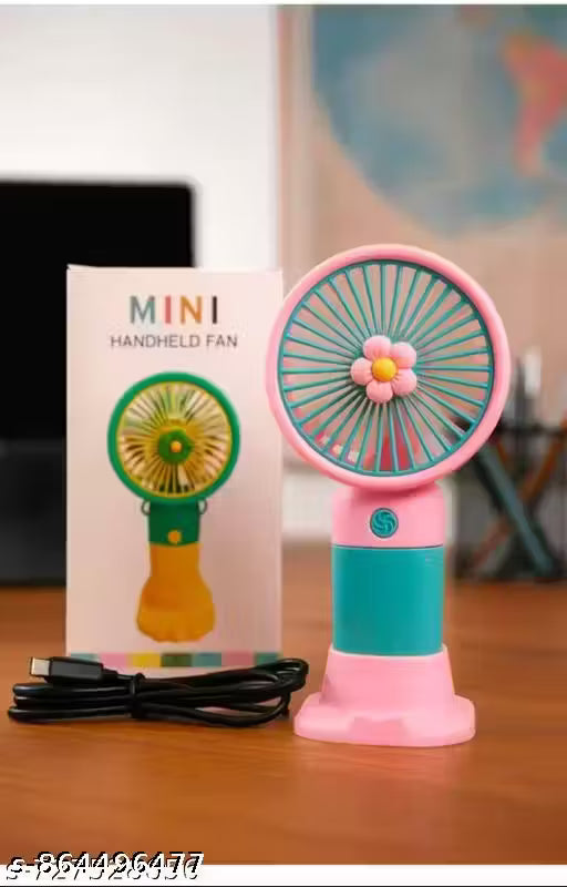 Multicolour Mini Portable Usb Hand Fan or Fan - 3 Speed Modes Handheld Fan for Summer With 1000 mAh Battery| Rechargable Hand fan for Women| Portable Fan for Makeup,Kitchen, Indoor,Outdoor,Travel