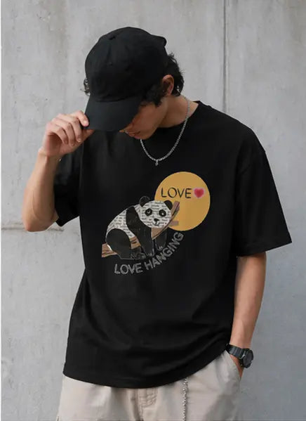 Unisex Stylish Printed T-shirt (Cute Panda Love) Cute Panda T-shirt Pookie Trendyus
