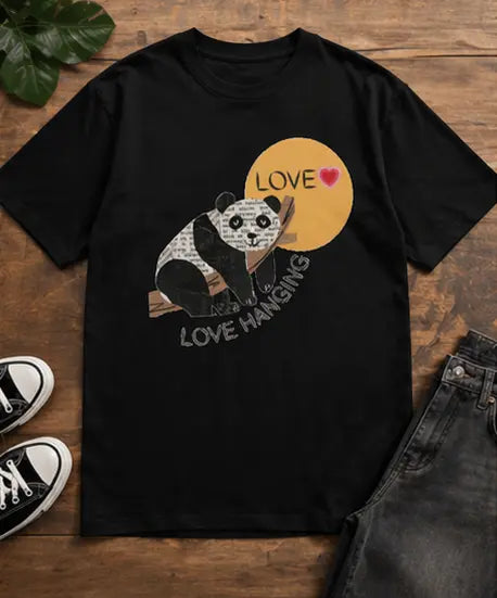 Unisex Stylish Printed T-shirt (Cute Panda Love) Cute Panda T-shirt Pookie Trendyus