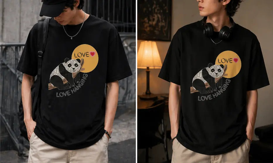 Unisex Stylish Printed T-shirt (Cute Panda Love) Cute Panda T-shirt Pookie Trendyus