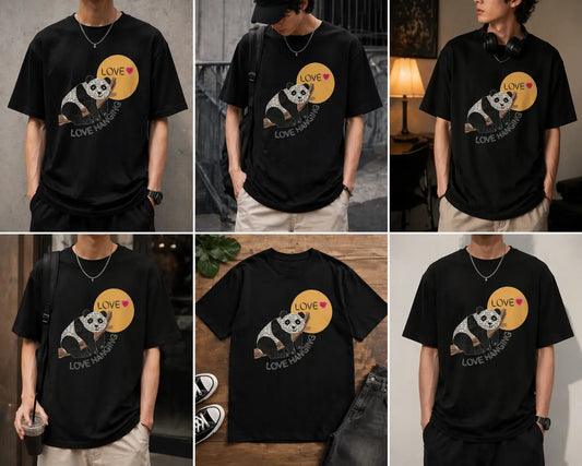 Unisex Stylish Printed T-shirt (Cute Panda Love) Cute Panda T-shirt Pookie Trendyus