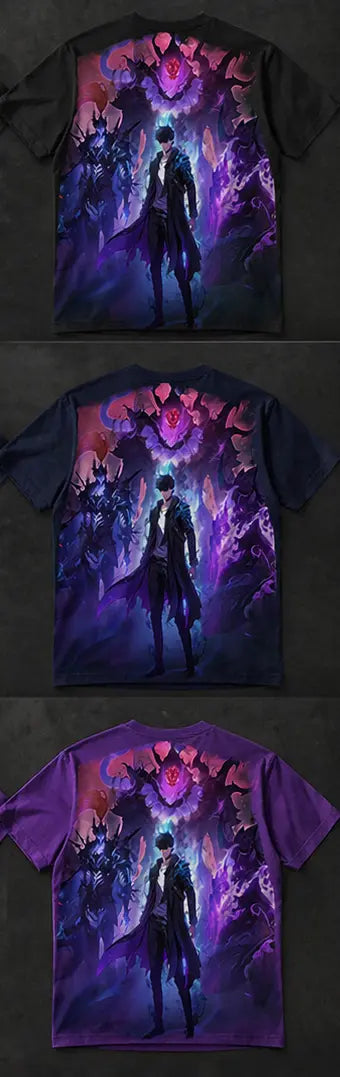 Unisex Printed Oversized Trendy Aesthetic T-Shirt (Solo leveling) Sung Jinwoo Graphic T-shirtg Arise) Trendyus