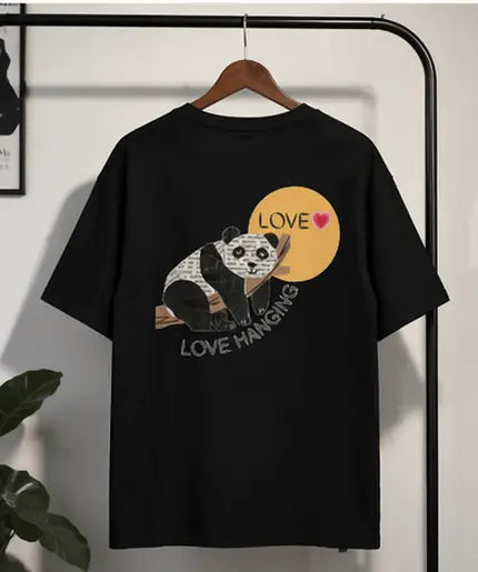 Unisex Stylish Printed T-shirt (Cute Panda Love) Cute Panda T-shirt Pookie Trendyus