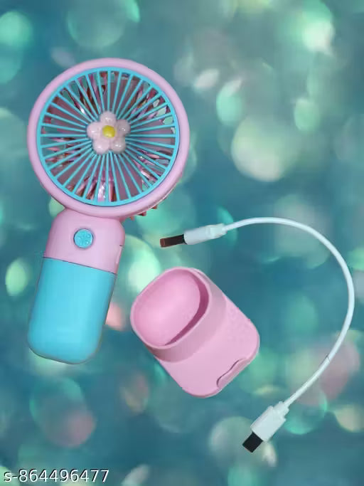 Multicolour Mini Portable Usb Hand Fan or Fan - 3 Speed Modes Handheld Fan for Summer With 1000 mAh Battery| Rechargable Hand fan for Women| Portable Fan for Makeup,Kitchen, Indoor,Outdoor,Travel