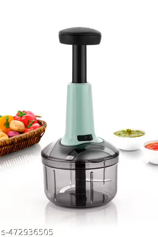 Quick & Easy Square 6 Blade Push Chopper Push N Chop Hand Press Vegetable Chopper with Easy Push and Close - 1000 Ml
